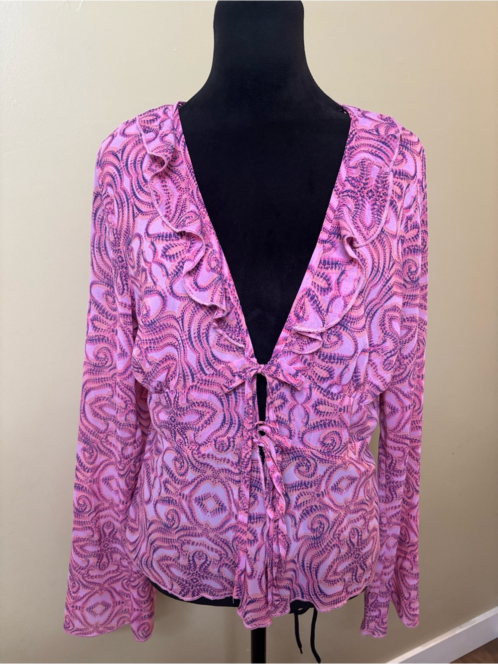 Wild Fable sheer pink geometric blouse